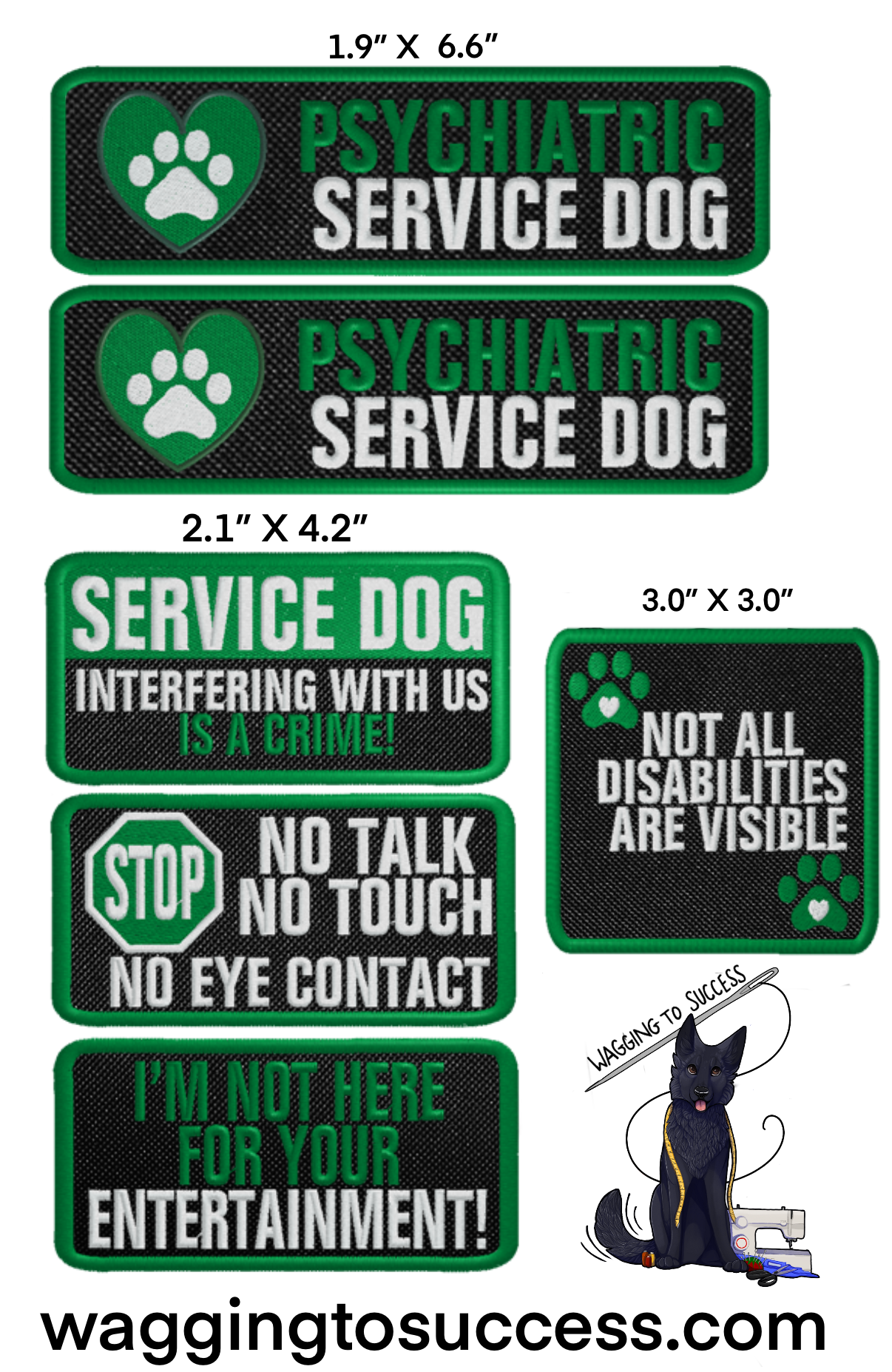 Psychiatric Service Dog Patch Set