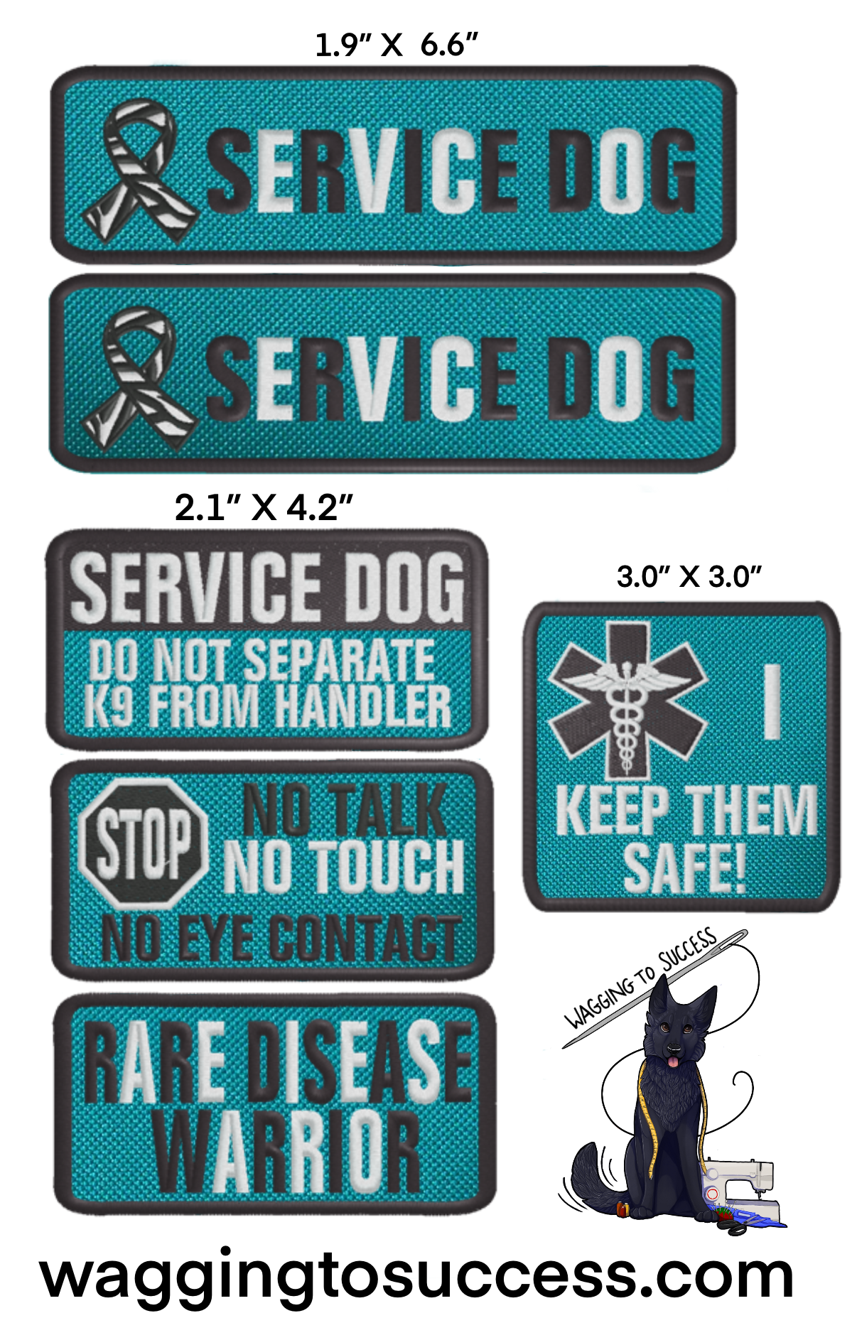 Rare Disease Service Dog Patch Set