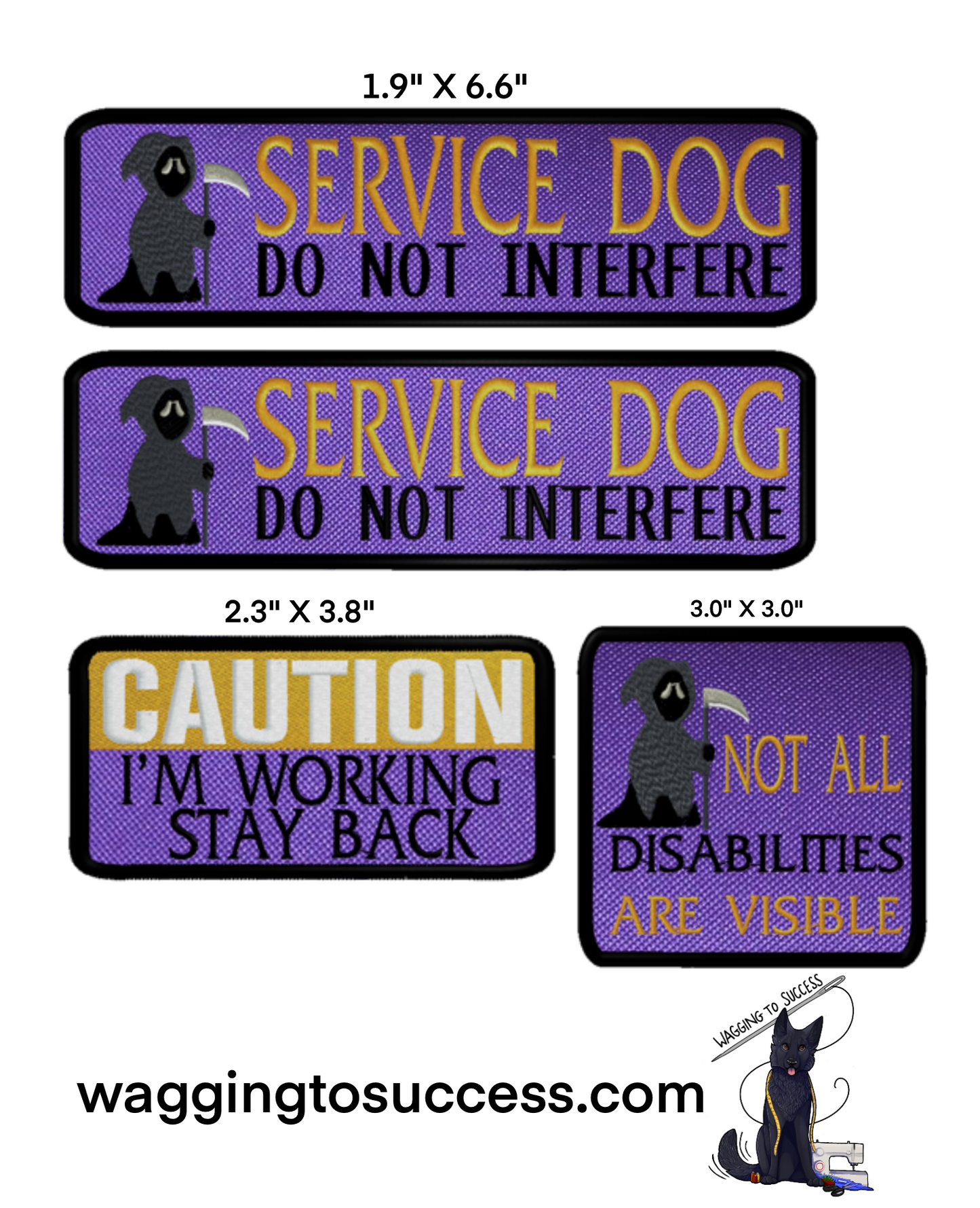 Grim Reaper Service Dog Patch Set